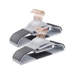 Pak van 30 plastic hangers, hoogwaardige kledinghangers met S-vorm, niet-slip en ruimtebesparing, 0,5 cm dik, 41,5 cm lang, 360 ° roteerbare haak in roségoud, grijs