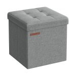 30 cm bankje met opbergruimte, vouwstoelbox, opbergdoos, voetenbank, lichtgrijs