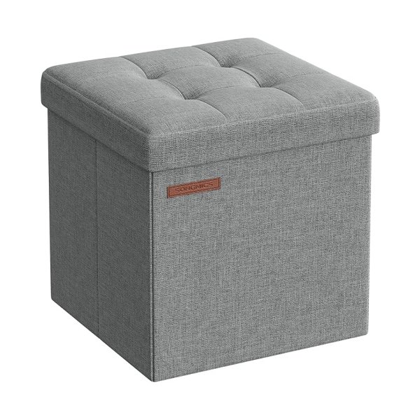 30 cm bankje met opbergruimte, vouwstoelbox, opbergdoos, voetenbank, lichtgrijs
