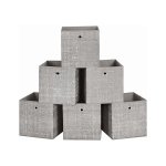 Opslagboxen Set van 6-opvouwbare stofdozen Niet-geweven kubussen opbergmanden Organisator voor speelgoedkleding taupe