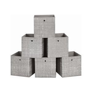Opslagboxen Set van 6-opvouwbare stofdozen Niet-geweven kubussen opbergmanden Organisator voor speelgoedkleding taupe