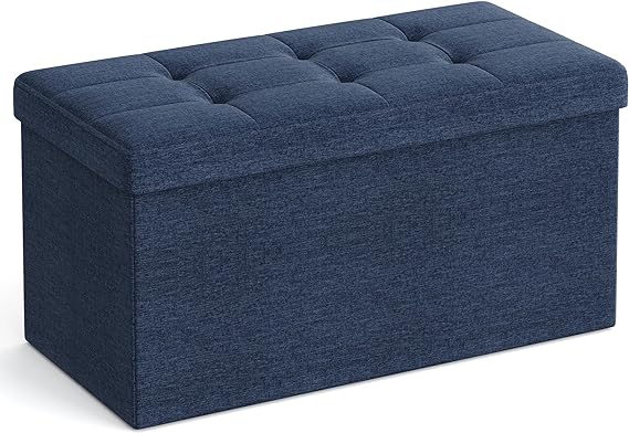 30 inch vouwopslag Ottomaanse bank, opbergkist, voetstoelrust, donkerblauwe