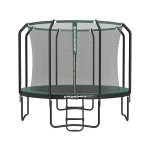 305 cm (10 ft) trampoline, ronde tuintrampoline met binnenste veiligheidsnetbehuizing, ladder, gevoerde polen, Tüv Rheinland GS -certificaat, voor kinderen en volwassenen, zwart en donkergroen