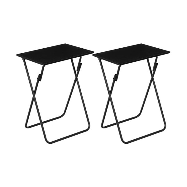 Vouwt -tv -tafel, set van 2 tv -lade, stabiele snacktafel voor kleine ruimte, draagbare bankentafel, gemakkelijke montage en opslag, ideaal voor snacks en maaltijden in de woonkamer, zwarte
