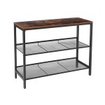 Consoletafel, banktafel met 2 platte of schuine verstelbare maasplanken, gangtafel en dressoir in de ingang, woonkamergang, gemakkelijke montage, industrieel, rustiek bruin en zwart