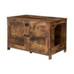 Kattenbak behuizing, kat kattenbakmeubilair verborgen met verdeler, verborgen kattenbak grote kattenbakmeubels, houten huisdierenhuis, eindzijdeltafel, woonkamer, slaapkamer, rustiek bruin