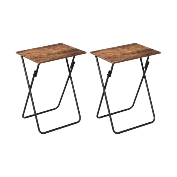 Vouwbare tv -lade tafel, bank snacktafel, bijzettafel voor kleine ruimte, opvouwbare koffiekraam, laptop eindtafel, dranktafel, voor woonkamer, slaapkamer, keuken, rustiek bruin