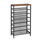 8-laags schoenenrek, schoenplank met grote capaciteit, stabiel en stevig, schoenenopslagorganisator met platte en schuine verstelbare metalen planken, voor 21-28 paar schoenen, ruimtevaart, stevige