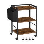 Printerstandaard, grote 3 -laags mobiele printertabel met opslag op wielen, onder de bureau Rolling Printer Cart Organizer Rack met haken voor Home Offce