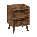 Eindtafel, 3-laags nachtkastje met open compartiment, houten accent bijzettafel voor kleine ruimtes, stabiele en stevige constructie, rustiek bruin