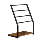Vrijstaande handdoekrek voor badkamer, 4-tier dekenrek, 23,6 "L x 14.2" W x 31,5 "H, dekenladderhouder, buitenzwembad, droog- en displayrek, rustiek bruin en zwart