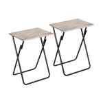 Vouwbare tv -lade tafel, sofa snacktafel, bijzettafel voor kleine ruimte, opvouwbare koffiekraam, laptop eindtafel, dranktafel, voor woonkamer, slaapkamer, keuken, greige en zwarte