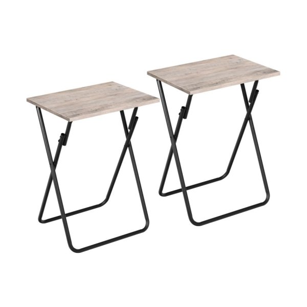 Vouwbare tv -lade tafel, sofa snacktafel, bijzettafel voor kleine ruimte, opvouwbare koffiekraam, laptop eindtafel, dranktafel, voor woonkamer, slaapkamer, keuken, greige en zwarte