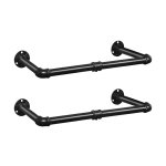 Industriële pijp kledingrails set van 2 60 cm wand gemonteerd afneembare kledingrek maximale belasting