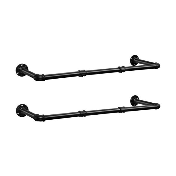 Industriële pijp kledingrails set van 2 100 cm wand gemonteerd afneembare kledingrek maximale belasting