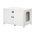 Katkast, kattentoilet, kattenbakkastkast, kattenhuis met deur en aparte verdeler, stevige kattenkast, bank, kattenbakvulling opbergkast, bedkast, wit