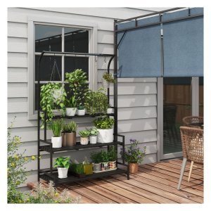 Plantenrek - Urban Living - 3 levels - 6 haken - zwart