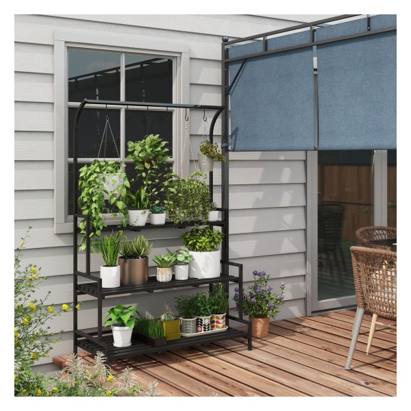 Plantenrek - Urban Living - 3 levels - 6 haken - zwart