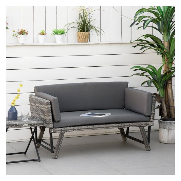 Tuinbank - ComfortGarden - Loungesofa - Stalen armleuningen - Grijs