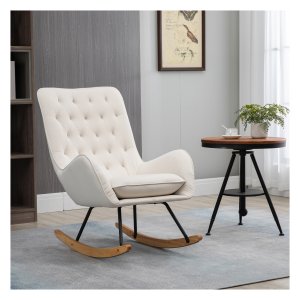 Schommelstoel - Relaxstyle - Houten Poten - Crèmewit