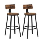 Barkruk, 2-Delige Set, Barstoelen, Keukenstoelen Met Stevig Metalen Frame, Zithoogte 73 Cm, Eenvoudige Montage, İndustrieel Design, Vintage Bruin-Zwart