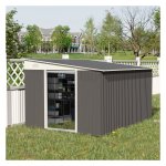 Tuinschuur - Stalen Lessenaarsdak - Schuifdeur - Grijs