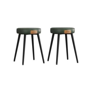 Set van 2 eetkamerstoelen van kunstleer in bosgroen 48,2 cm hoog voor in keuken en eetkamer