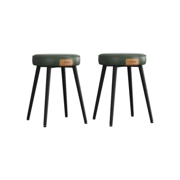 Set van 2 eetkamerstoelen van kunstleer in bosgroen 48,2 cm hoog voor in keuken en eetkamer