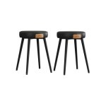 Elegante eetkamerstoelen set van 2 in zwart kunstleer, 48,2 cm hoog geschikt voor keuken en eetkamer