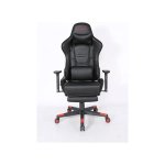 Comfortabele bureaustoel met hoge rugleuning, armleuningen, lendesteun, hoofdkussen en voetensteun - ergonomisch en belastbaar tot 150 kg in zwart-rood