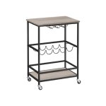 Industrieel design serveerwagen, barwagen, keukentrolley met flessenhouder op wielen 40x60x82cm