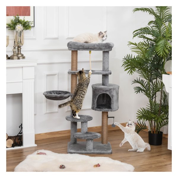 Kattenpaal - Luxe Klimparadijs - Speelbal – Grot - Lichtgrijs