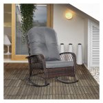 Schommelstoel - Poly Rattan - Met kussen - Bruin