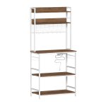 Staand Keukenrek met Magnetronrek en Stopcontacten, 14 Haken, Vintagebruin-wit, 40 x 80 x 170 cm