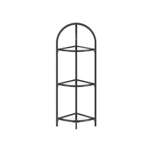 Hoekrek met 3 niveaus, boekenkast, plantenrek - stalen frame, gehard glas - geschikt voor woonkamer en keuken