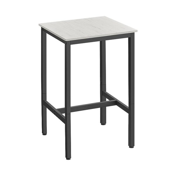 Bartafel, hoge vierkante tafel, robuust stalen frame, Stijlvol en veelzijdig 60 x 60 x 92 cm rustiek wit en zwart