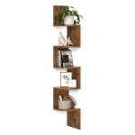 Wandplank Hoekrek, 5-Laags Zwevende Boekenplank, Plantenplank Rustiek Bruin