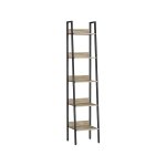 Stoere industriële ladderrek met 5 niveaus en opbergkast boekenkast, boekenrek in kameelbruin en zwart