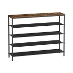 5-laags Schoenenrek voor 20-24 paar schoenen, Schoenenorganizer voor de Hal, met 4 Stoffen lagen en Houten Bovenplank, Stalen Frame, Industrieel, Rustiek Bruin en Zwart