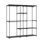 Vrijstaande kledingkast met kledingroede en stoffen planken Metalen frame - Zwart, 43x182x182cm