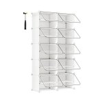 Schoenenrek met 10 vakken, schoenenkast, 30x40x30cm per vak, smal met kunststof deuren, stevig stalen frame