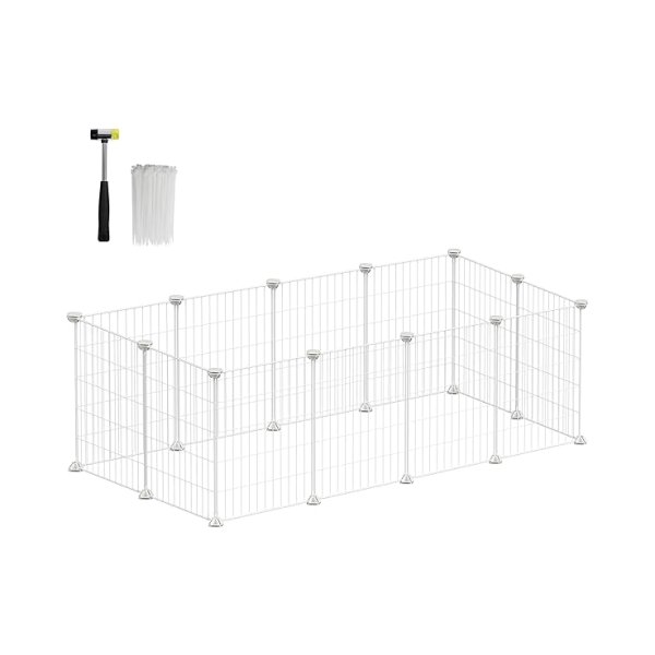 Knaagdieren kooi, Binnen konijnen ren hok, Trainingsomheining, Zelfbouw Metalen Modulaire Hekwerk voor Hamster, Huisdier, Kleine Dieren, Wit