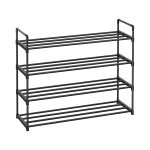 Metalen Schoenenrek, 4-laags Schoenenorganizer voor 20 Paar Schoenen, Eenvoudig te Monteren, Entree, Zwart