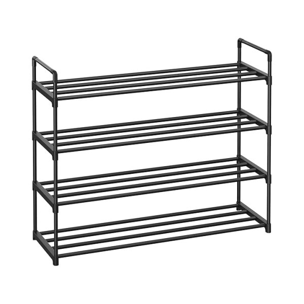 Metalen Schoenenrek, 4-laags Schoenenorganizer voor 20 Paar Schoenen, Eenvoudig te Monteren, Entree, Zwart