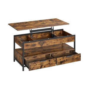 Salontafel met laden en opbergvak in vintage bruin zwart