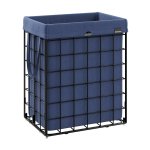 Opvouwbare Wasmand (90L) met afneembare en wasbare zak in zwart en blauw antraciet