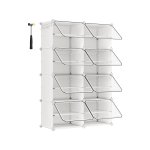 Schoenenrek Witte Schoenenkast met 8 vakken en deuren - perfect voor hal, slaapkamer en entree - stevig stalen frame