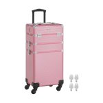 Roze cosmetica koffer met 3-in-1 functionaliteit - Make-up koffer (34 x 24 x 70,5 cm)