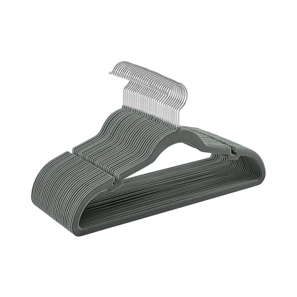 30-delige set fluwelen kledinghangers met antislip en draaibare haak - Grijs