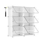 Schoenenrek met 6 vakken, smal en wit, ideaal voor hal, slaapkamer 30x40x30cm per vak, Transparante kunststof deur, stevig stalen frame
